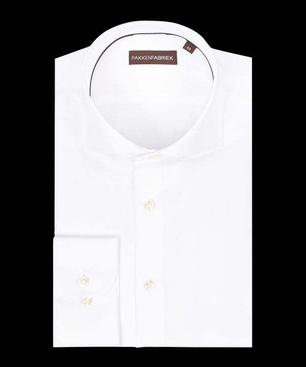 Twill wit overhemd met wide spread kraag